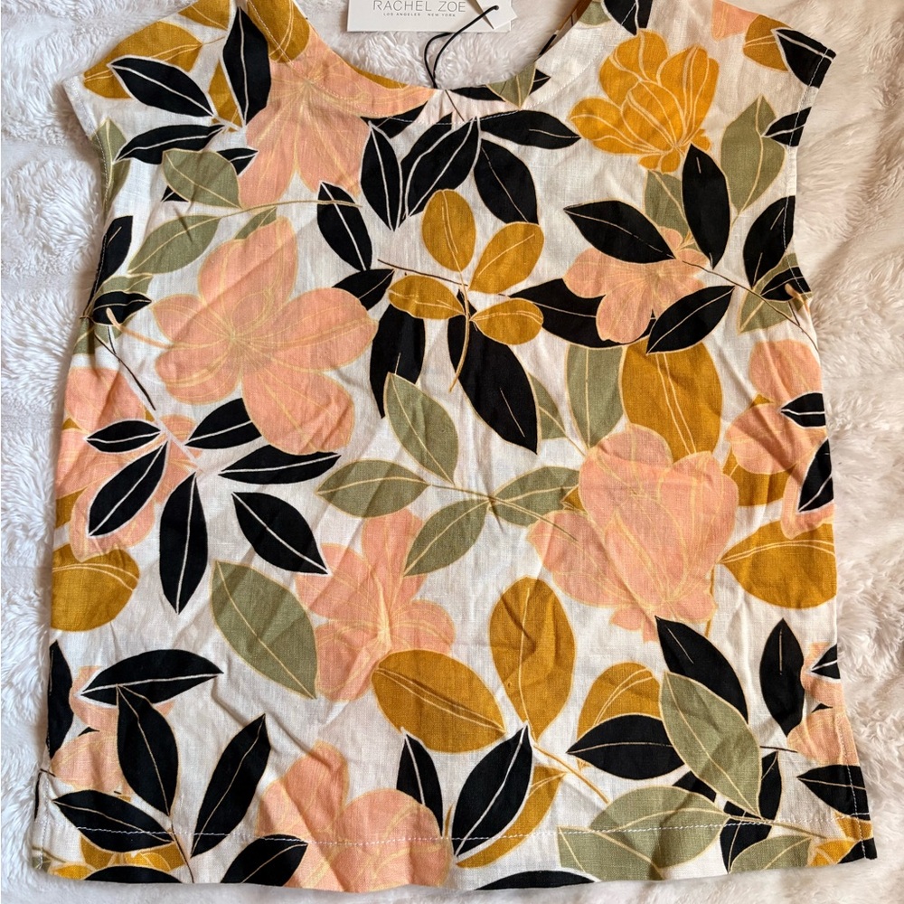 Rachel Zoe Short Sleeve Top - Black, Pink, Gold Floral